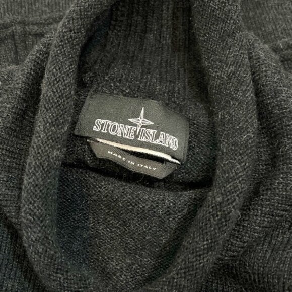 Stone Island Wool Roll Neck Cowl Sweater Gray Large Pre-Owned - Picture 10 of 14